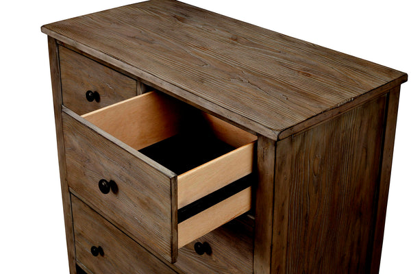 Classic 4 Drawer Chest in Natural Gray - Elegant Pine Antique Style with Felt Lined Drawers