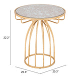 Zuo Modern Silo Glass, Steel Modern Commercial Grade Side Table Gold Glass, Steel