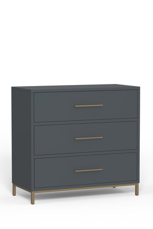Alpine Furniture Madelyn Three Drawer Small Chest, Slate Gray 2010G-04 Slate Gray Mahogany Solids & Veneer 36 x 18 x 34