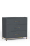 Alpine Furniture Madelyn Three Drawer Small Chest, Slate Gray 2010G-04 Slate Gray Mahogany Solids & Veneer 36 x 18 x 34