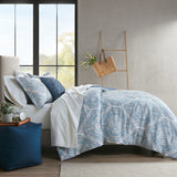 Madison Park Essentials Domino Casual 6 Piece Comforter Set with Bed Sheets Blue Twin MPE10-961