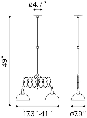 Zuo Modern Jade Steel Industrial Commercial Grade Ceiling Lamp Antique Black, Gold, White Steel