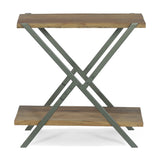 Oxbow Modern Industrial Handcrafted Wood Side Table, Light Walnut and Gray