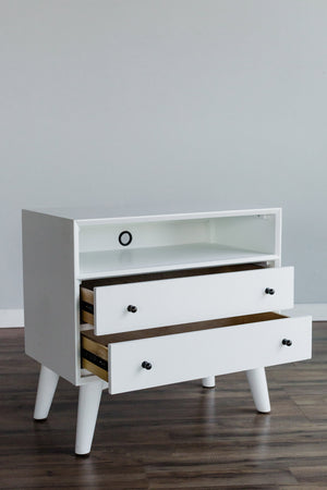 Alpine Furniture Flynn Large Nightstand, White 966-W-22 Gray Mahogany Solids & Okoume Veneer 28 x 15 x 26