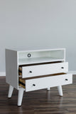 Alpine Furniture Flynn Large Nightstand, White 966-W-22 Gray Mahogany Solids & Okoume Veneer 28 x 15 x 26