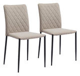 Zuo Modern Harve 100% Polyester, Plywood, Steel Modern Commercial Grade Dining Chair Set - Set of 2 Beige, Black 100% Polyester, Plywood, Steel