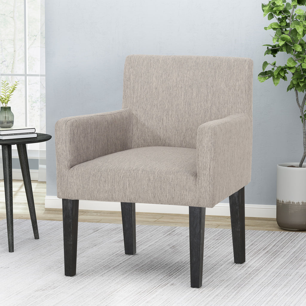 McClure Contemporary Upholstered Armchair, Light Gray and Gray Noble House