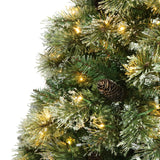 4.5-foot Cashmere Pine and Mixed Needles Pre-Lit Clear LED Hinged Artificial Christmas Tree with Snow and Glitter Branches and Frosted Pinecones