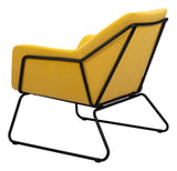 Zuo Modern Jose 100% Polyester, Plywood, Steel Modern Commercial Grade Accent Chair Yellow, Black 100% Polyester, Plywood, Steel