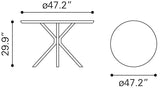 Zuo Modern Amiens MDF, Steel Modern Commercial Grade Dining Table White, Black MDF, Steel