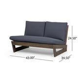 Sherwood Outdoor Acacia Wood Loveseat with Cushions, Gray and Dark Gray Noble House