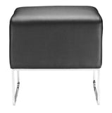 Zuo Modern Plush 100% Polyurethane, Plywood, Steel Modern Commercial Grade Ottoman Black, Chrome 100% Polyurethane, Plywood, Steel