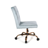 Centennial Glam Tufted Home Office Chair with Swivel Base, Seafoam Blue and Rose Gold Finish Noble House