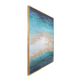 Sagebrook Home Contemporary 52x52 Framed Hand Painted Sky Canvas, Ivory 70207  Polyester Canvas