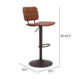 Zuo Modern Holden 100% Polyurethane, Plywood, Steel Modern Commercial Grade Barstool Vintage Brown, Dark Bronze 100% Polyurethane, Plywood, Steel