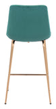 Zuo Modern Tony 100% Polyester, Plywood, Steel Modern Commercial Grade Counter Stool Green, Gold 100% Polyester, Plywood, Steel