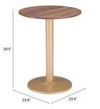 Zuo Modern Alto MDF, Steel Modern Commercial Grade Bistro Table Brown, Gold MDF, Steel