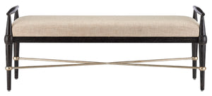 Perrin Natural Bench - Mid-Century Modern Oak Bench with Silver Accents & Upholstered Comfort