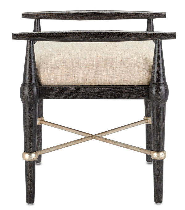 Perrin Natural Ottoman - Mid-Century Modern Elegance with Ebonized Taupe Finish & Silver Accents