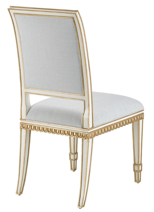 Ines Mist Ivory Chair - Vintage Swedish Design with Antique Gold Accents & Luxurious Upholstery