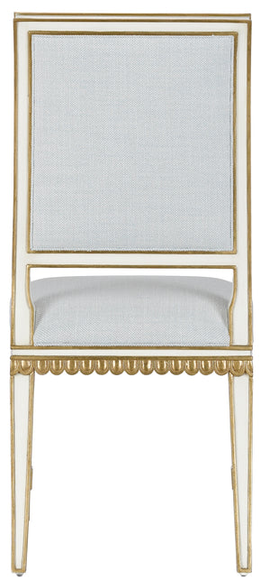 Ines Mist Ivory Chair - Vintage Swedish Design with Antique Gold Accents & Luxurious Upholstery