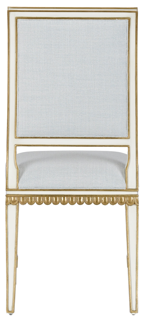 Ines Mist Ivory Chair - Vintage Swedish Design with Antique Gold Accents & Luxurious Upholstery