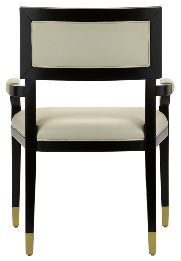 Artemis Leather Chair - Luxurious Comfort with Greek Key Design, Caviar Black Finish & Brass Accents
