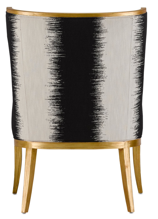 Garson Kona Chair - Timeless Wingback Style in Antique Gold Finish with Chic Black & White Fabric