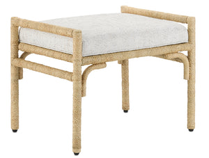 Olisa Pearl Ottoman - Stylish Wrought Iron with Braided Abacá Rope, Perfect for Chic Interiors!