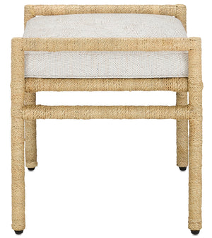 Olisa Pearl Ottoman - Stylish Wrought Iron with Braided Abacá Rope, Perfect for Chic Interiors!