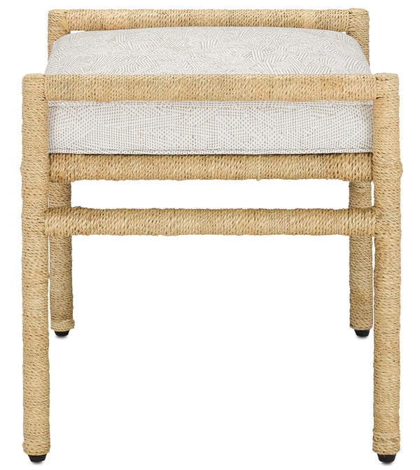 Olisa Pearl Ottoman - Stylish Wrought Iron with Braided Abacá Rope, Perfect for Chic Interiors!