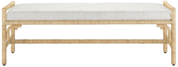 Olisa Pearl Bench – Stylish Wrought Iron & Braided Abacá Rope Design for Chic Home Decor Accents