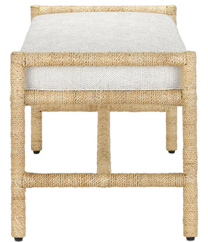 Olisa Pearl Bench – Stylish Wrought Iron & Braided Abacá Rope Design for Chic Home Decor Accents