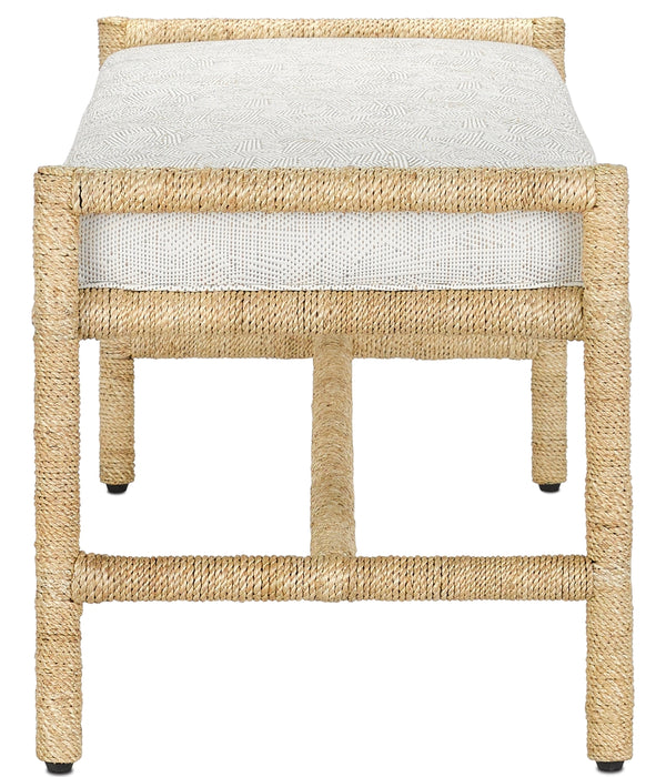 Olisa Pearl Bench – Stylish Wrought Iron & Braided Abacá Rope Design for Chic Home Decor Accents