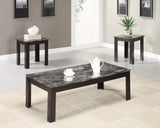 Casual 3-piece Faux-marble Top Occasional Table Set Black