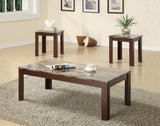 Contemporary 3-piece Faux Marble Top Occasional Set Brown