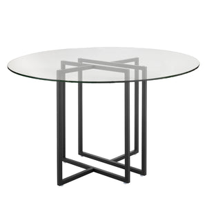 Legend 48" Round Table with Clear Tempered Glass Top and Steel Base in Matte Black