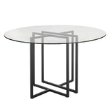 Legend 48" Round Table with Clear Tempered Glass Top and Steel Base in Matte Black