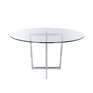 Legend 48" Round Table with Clear Tempered Glass Top and Chromed Steel Base