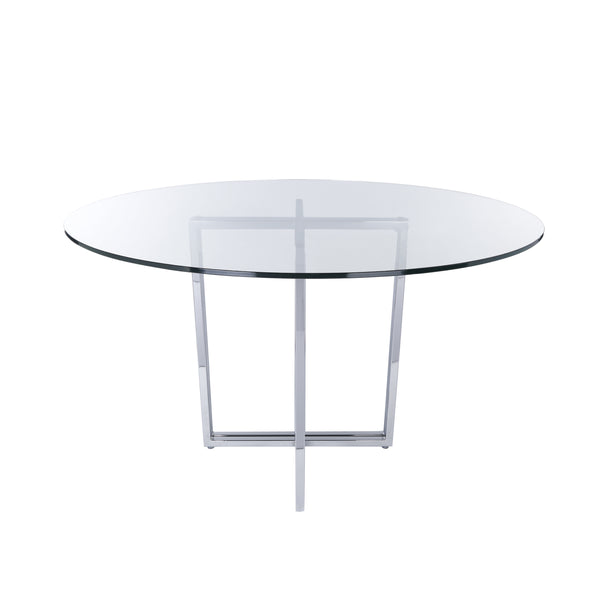 Legend 48" Round Table with Clear Tempered Glass Top and Chromed Steel Base