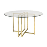 Legend 48" Round Table with Clear Tempered Glass Top and Steel Base in Matte Brushed Gold