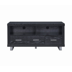 Contemporary 3-drawer TV Console Black Oak