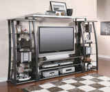 Contemporary 2-shelf TV Console Matte Black and Silver