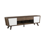 Contemporary 2-drawer TV Console Dark Walnut and Glossy White