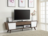 Contemporary 2-drawer TV Console Dark Walnut and Glossy White