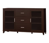 Casual Cappuccino 4-Piece Entertainment Center with 16 Shelves, Drawers & Glass Doors for Storage