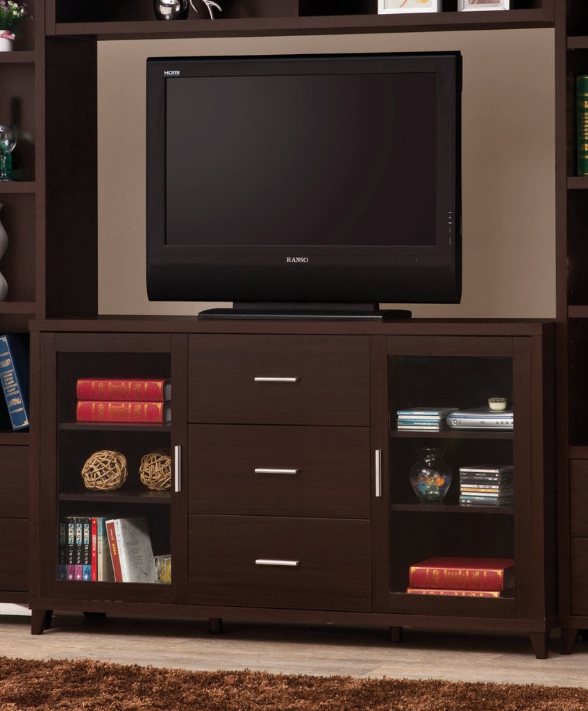 Contemporary 2-door TV Stand with Adjustable Shelves Cappuccino