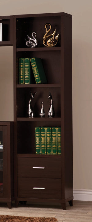 Contemporary 2-Drawer Media Tower in Cappuccino - Stylish Storage with Adjustable Shelves & Drawers