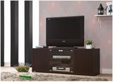 Casual Rectangular TV Console with Magnetic-push Doors Cappuccino