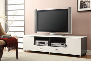 Contemporary 2-drawer TV Console White and Grey